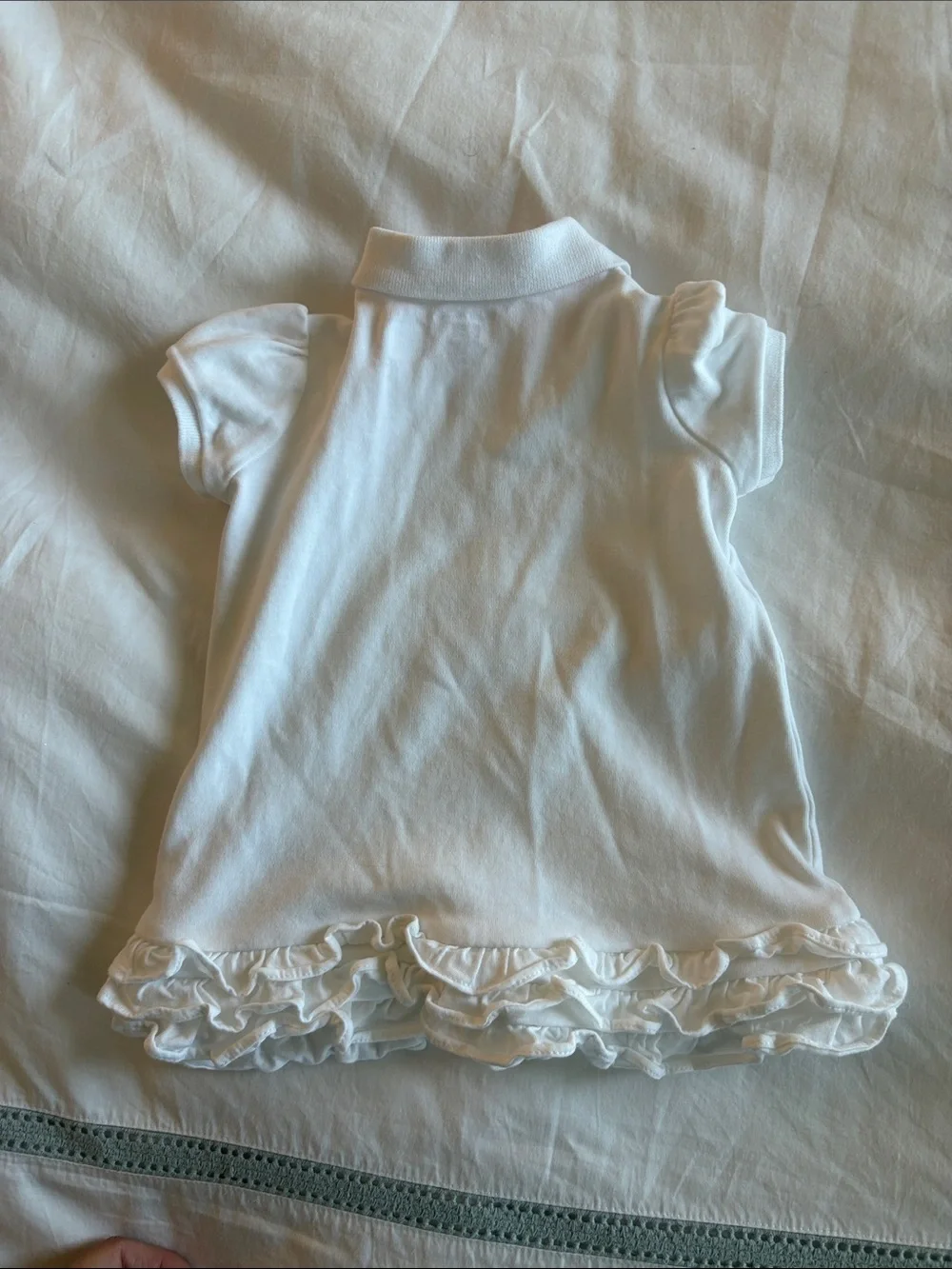 Ralph Lauren White Girls Polo Top with Pink Pony Embroidery